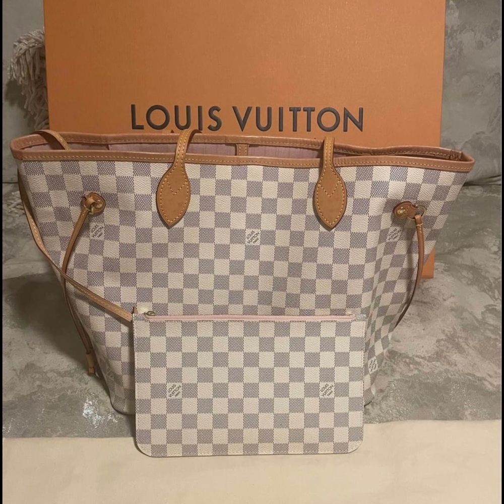 Damier Azur Neo Neverfull MM Rose  Ballerine
